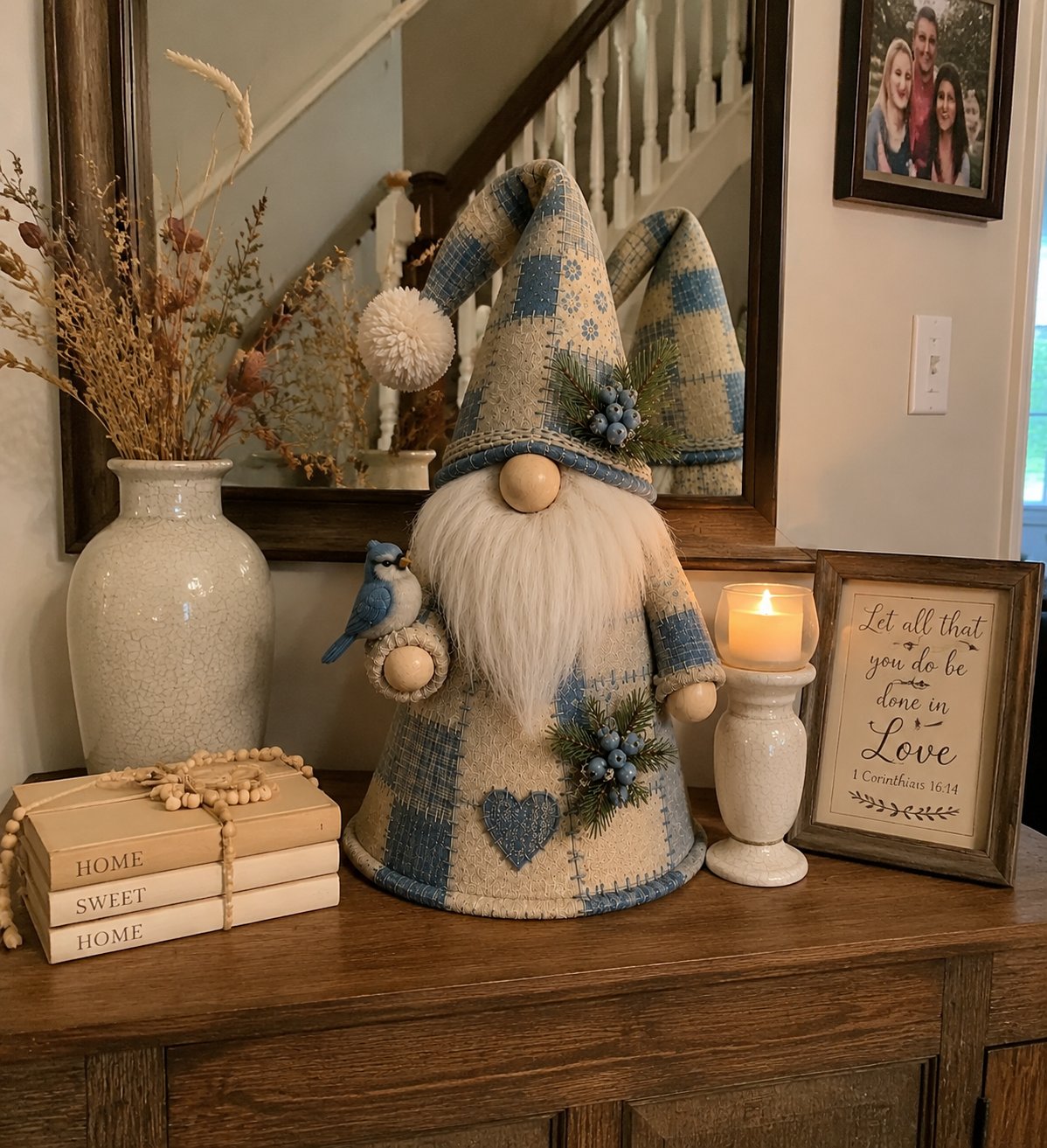 🔥 LAST DAY 49% OFF – 🐦Patchwork Bird Gnome Light Collection | Warm Glowing Tabletop Decor ✨