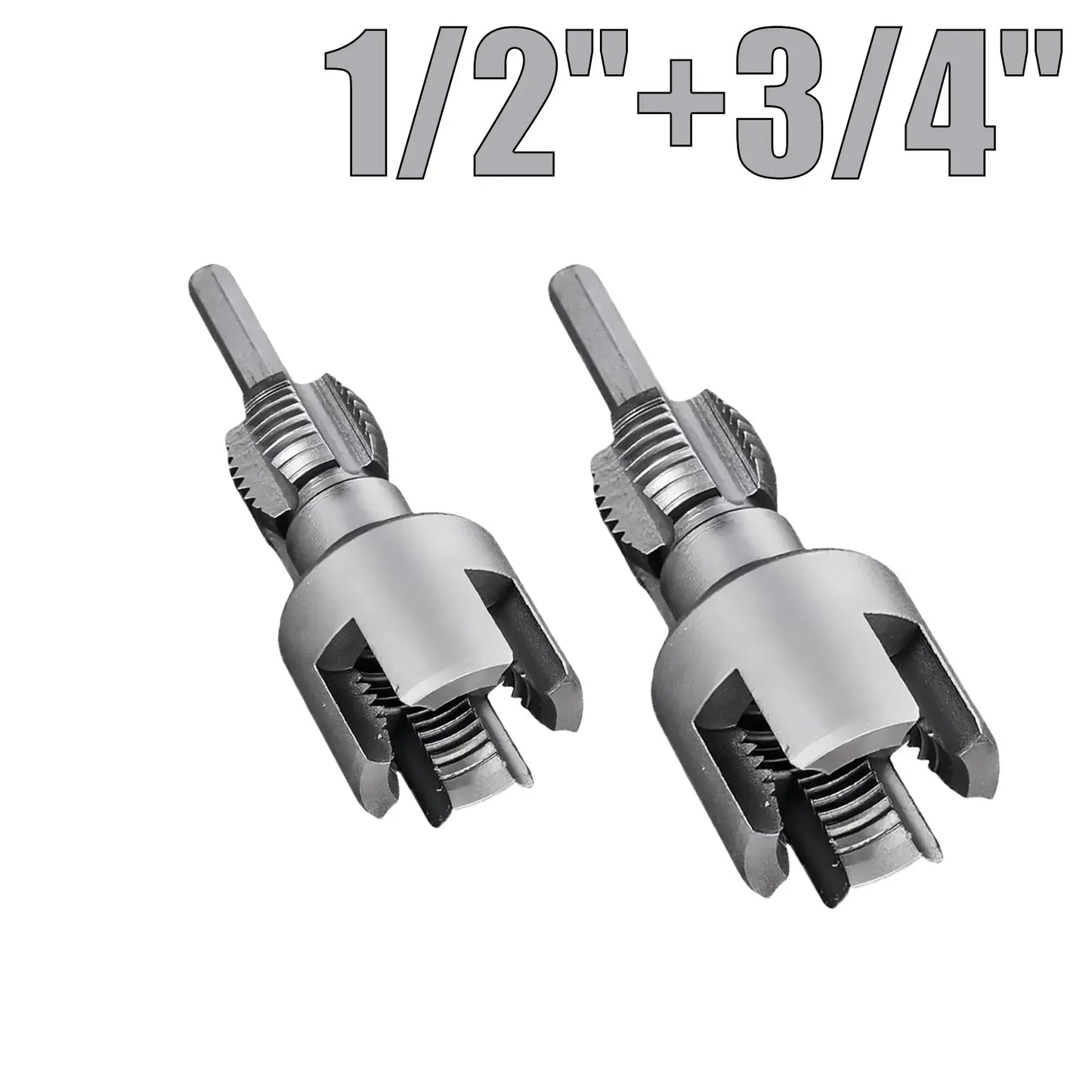 Drill-Powered Pipe Thread Cutting Bit — Internal & External Threading for 1/2' & 3/4' Plastic Pipes