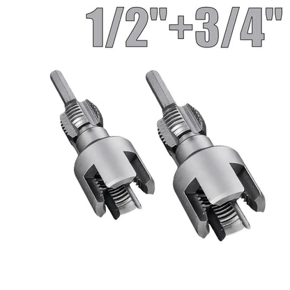Drill-Powered Pipe Thread Cutting Bit — Internal & External Threading for 1/2' & 3/4' Plastic Pipes