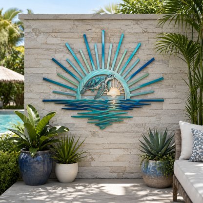 Sea Turtle Sunset Wall Decor
