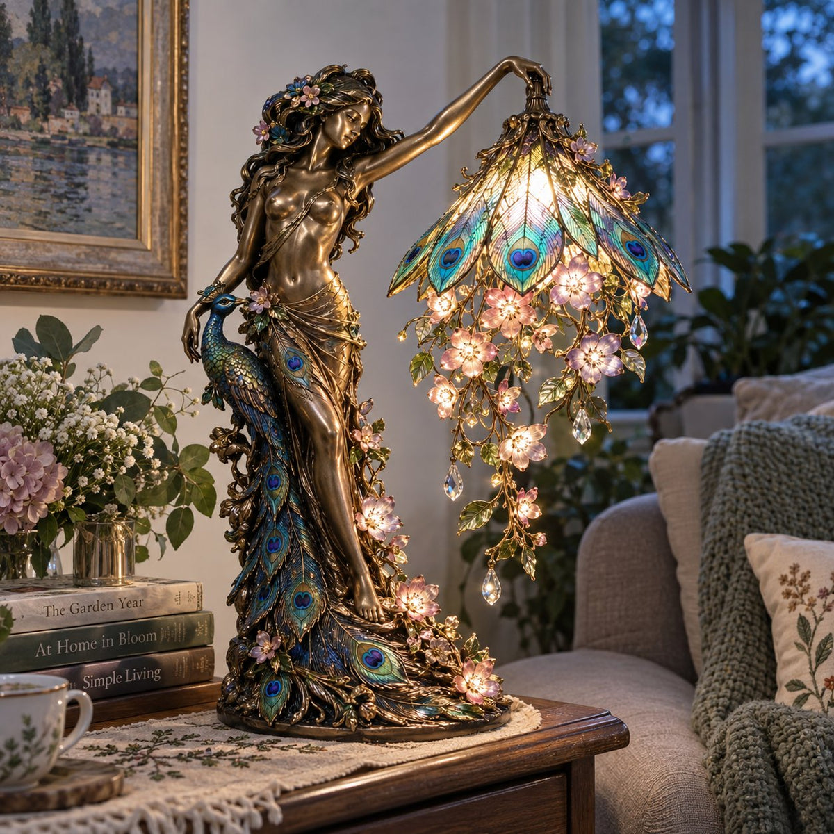 ✨🦚 Peacock Goddess Table Lamp