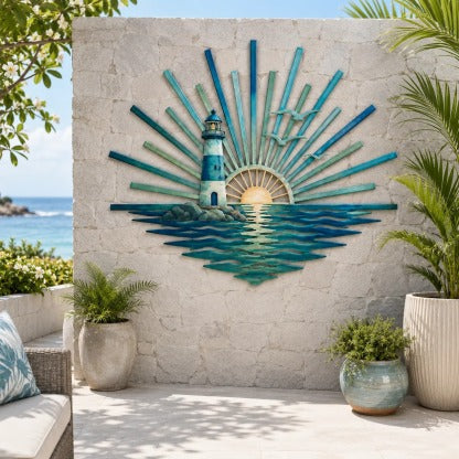 ⏳ Last Day 49% OFF – 🌊 Coastal Sunrise Metal Wall Art🐚