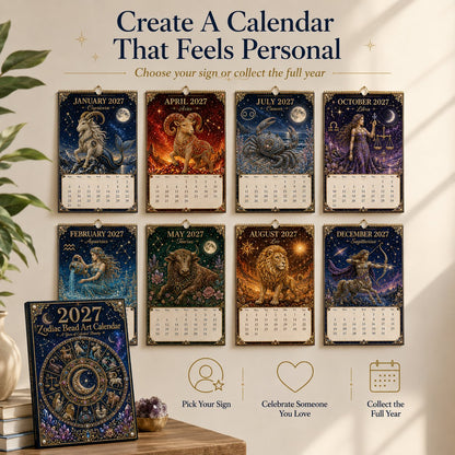 🌙 Beginner-Friendly 2027 Twelve Zodiac Bead Art Calendar Kit | Complete Kit with Zodiac Design Base, Decorative Beads & Step-by-Step Guide Included 💕