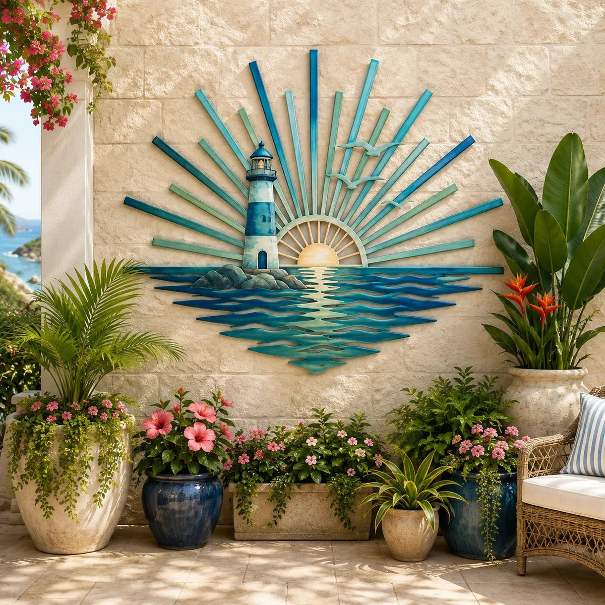 ⏳ Last Day 49% OFF – 🌊 Coastal Sunrise Metal Wall Art🐚