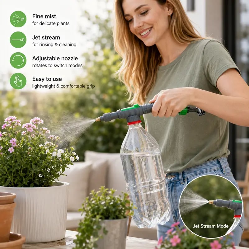 2PCS Reusable Bottle Sprayer Nozzle – Plant Watering & Cleaning Tool