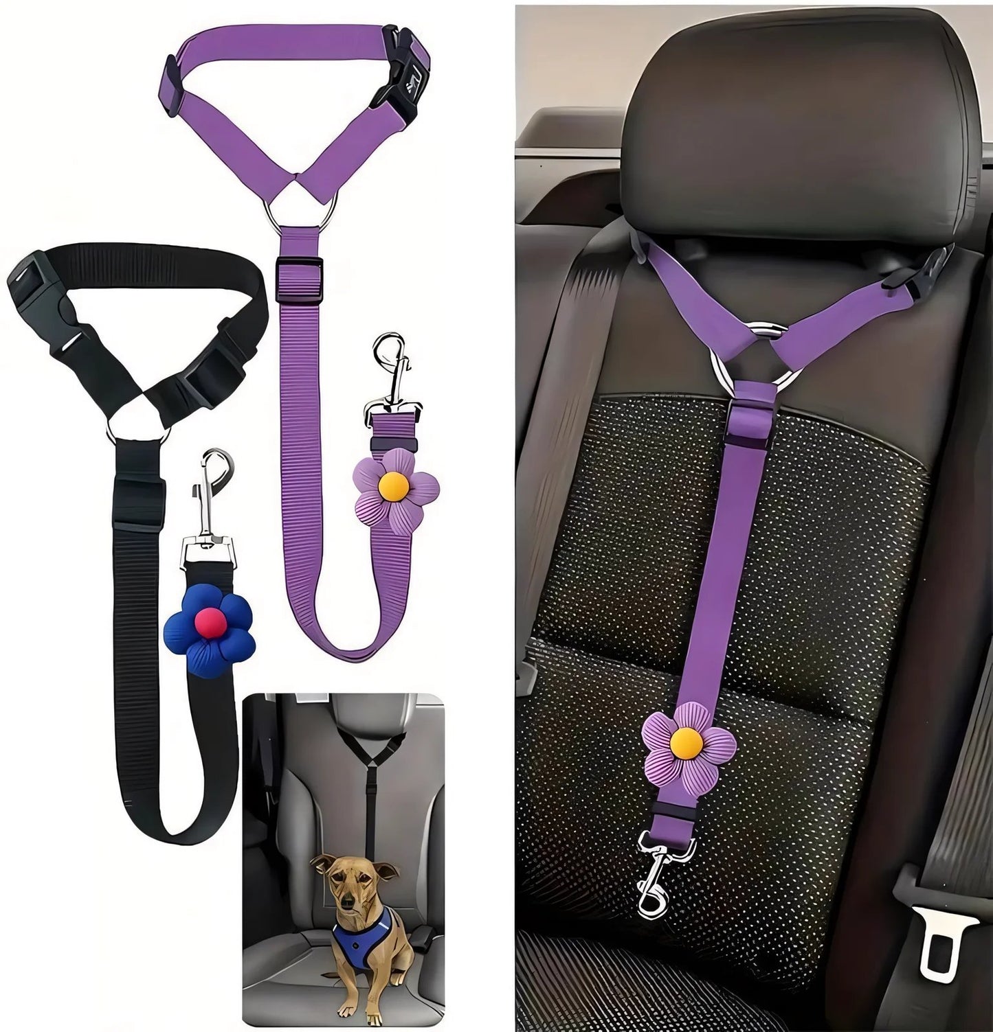 🔥BUY 1 GET 1 FREE 🔥Enjoy Stress-Free Drives with Your Pup: 2-Pack Dog Travel Safety Belts 🐶🚗