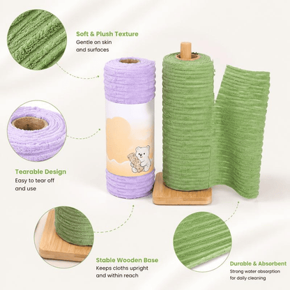 Tearable Plush Cleaning Cloth Roll for Kitchen & Household Cleaning