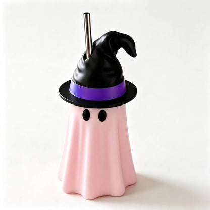 👻 Spooky Sips™ Ghost Tumbler – Halloween Witch Hat Cup