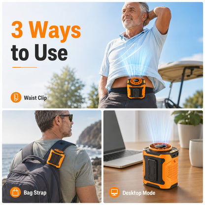 ❄️Last Day 50% OFF - Portable Multi Functional Hands Free Waist Clip Fan With LED Light