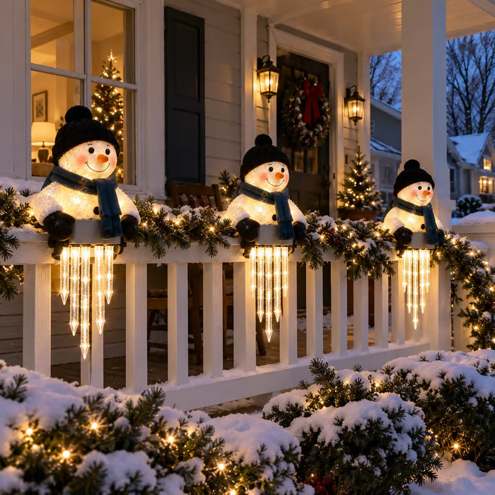 ⛄Winter Glow Snowman Icicle Light Decor