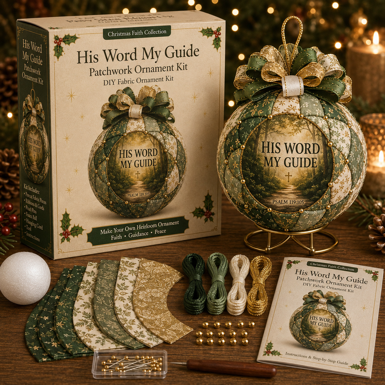 🎄 Christmas Faith Patchwork Ornament DIY Kit