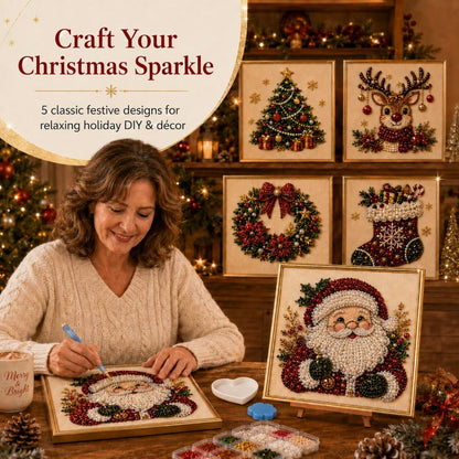 🧘Relaxing & Beginner-Friendly - 🎨💎DIY Christmas Pearl Diamond Painting Art Kit With Frame