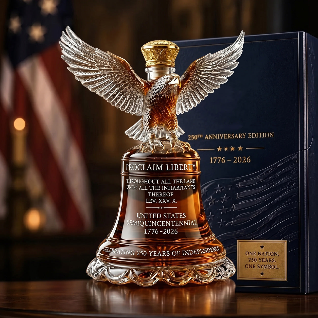 🔥✨ American Eagle Liberty Bell Decanter🦅 A Masterpiece of Craftsmanship and Strength