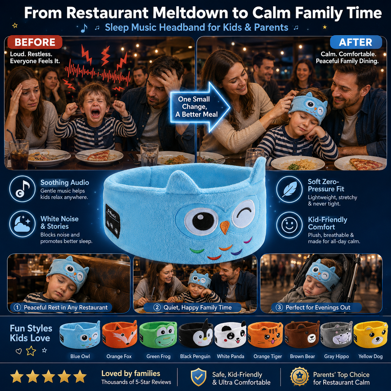 Kids' Bluetooth Headband Headphones