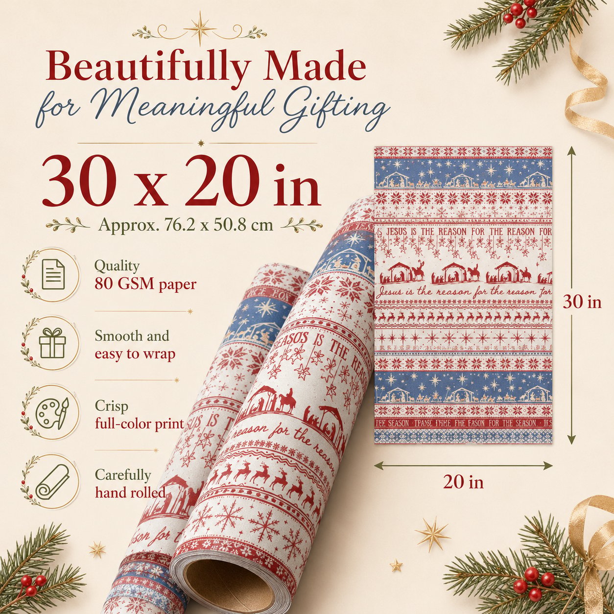 ✝️ Jesus Is The Reason For The Season – Christian Christmas Wrapping Paper 🎄🎁