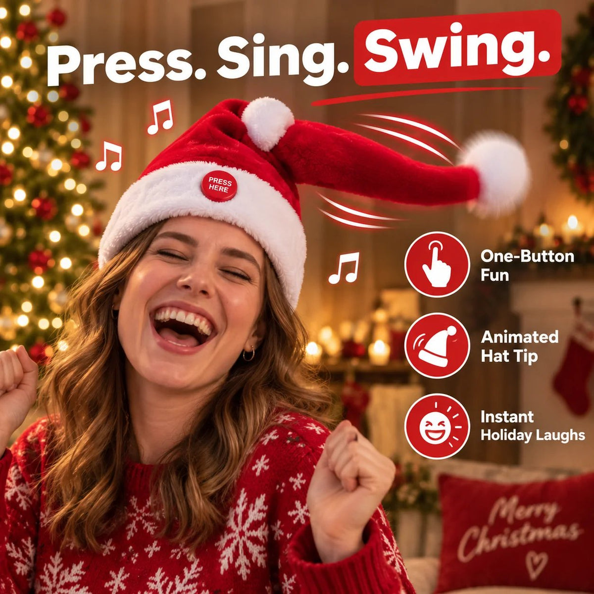 🎅 🤣 Singing & Dancing Santa Hat — Animated Christmas Party Hat