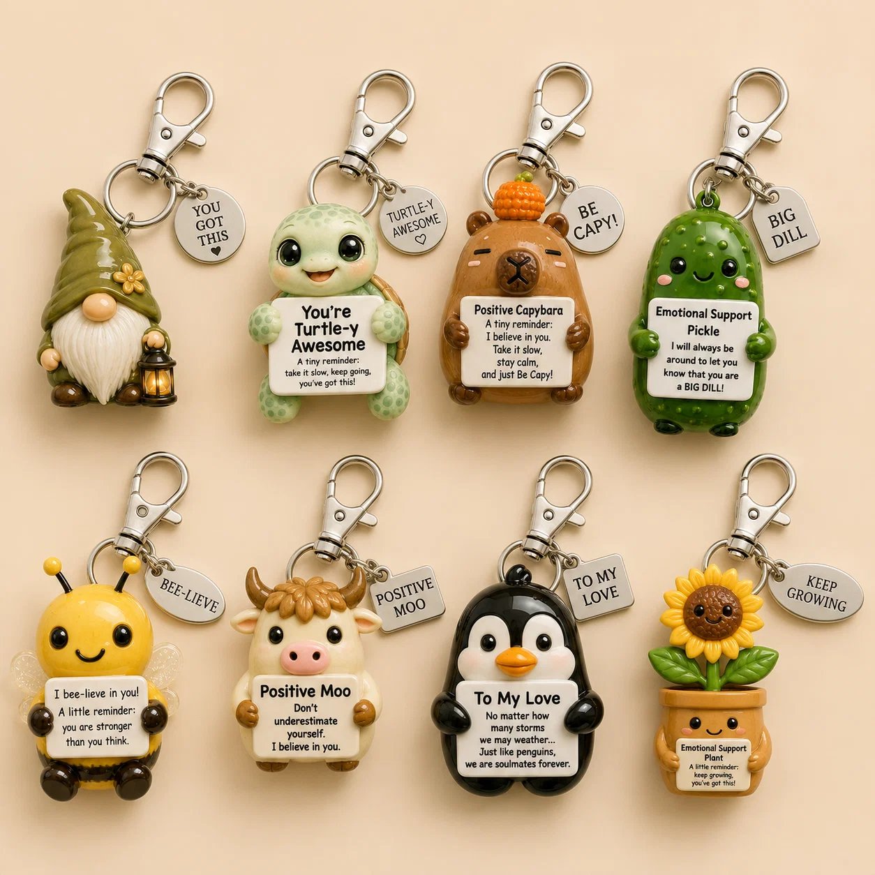 💖 Emotional Support Keychain Collection – A Tiny Reminder You’re Doing Better Than You Think