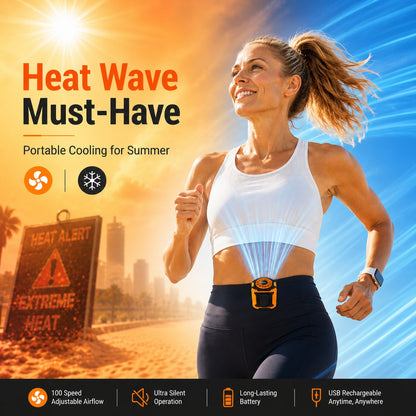 ❄️Last Day 50% OFF - Portable Multi Functional Hands Free Waist Clip Fan With LED Light