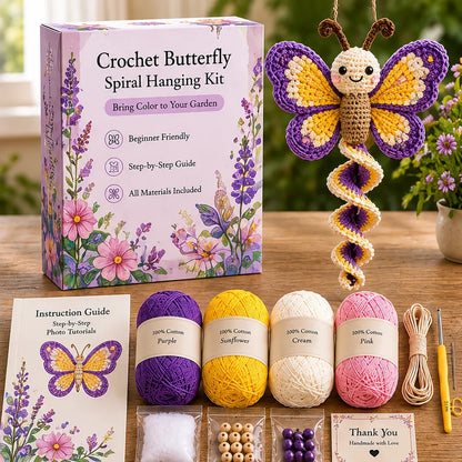 🔥LAST DAY 50% OFF - 🎁Crochet Spiral Hanging Kit – Beginner-Friendly DIY Garden Animal Decor 🧶🌿