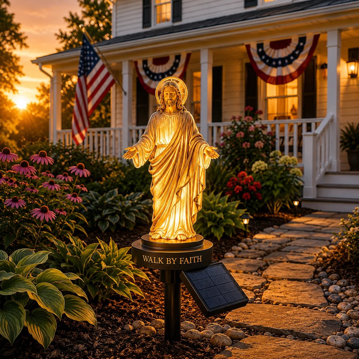 🔥 LAST DAY 49% OFF – ✝️ Walk by Faith Solar Jesus Garden Light | Automatic Warm Halo Glow, Weather-Resistant Ground Stake & No-Wiring Outdoor Faith Decor ✨