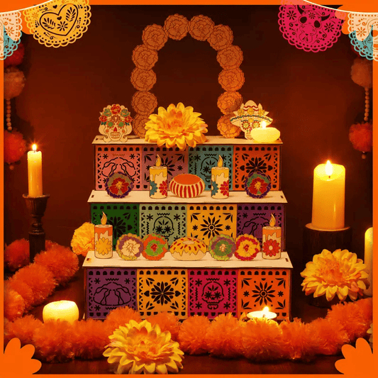 ✨Last Day 55% OFF - 🎃🏵️Day of the Dead Wooden Altar Display Set | 💕Death is not the end of life, forgetting is(📦Buy 2 Free Shipping)
