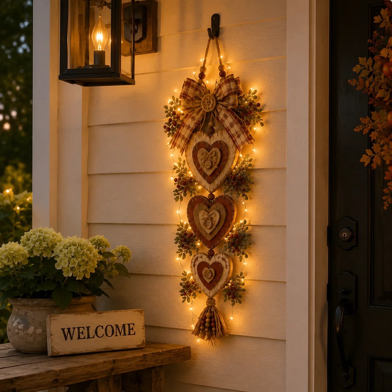 🍂🤎Vintage Farmhouse Layered Heart Wall Hanging