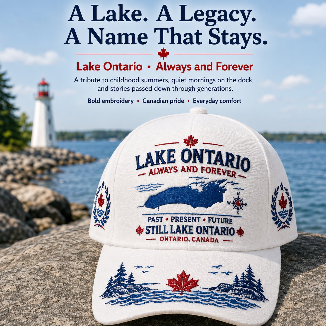 🔥LAST DAY 50% OFF - 🍁Lake Ontario · Always and Forever — The Cap That Carries Your Lake Story (🧢100% Cotton)
