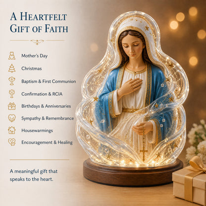 🔥HOT SALE🔥🙏Our Lady of Starlight Illuminated Prayer Statue | Religious Decor & Faith Gift✨