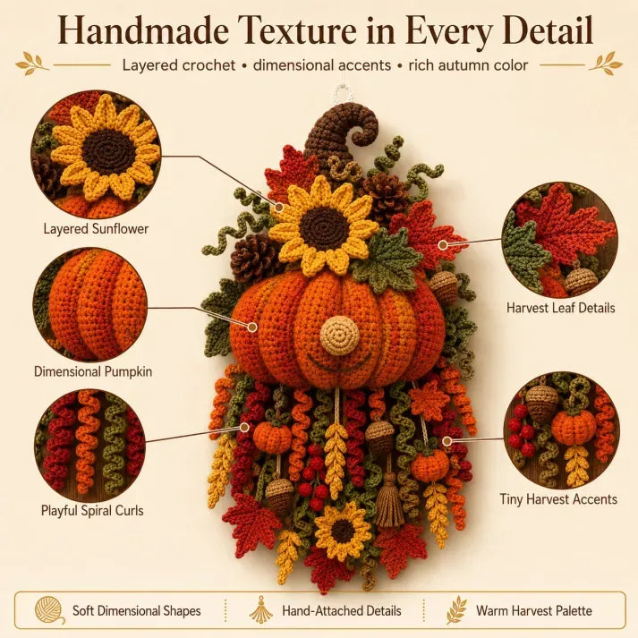 🔥LAST DAY 50% OFF - 🧶 DIY Seasonal 3D Crochet Door Hanger Kit Collection | Coordinated Yarn, Filling, Accessories & Step-by-Step Instructions Included 💕