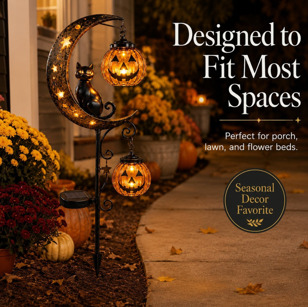 🌙 Solar-Powered Black Cat Garden Stake Light – Create a Magical Halloween Glow in Your Yard