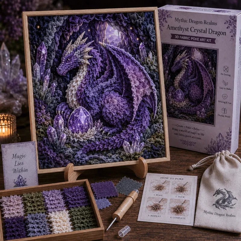 🎁Last Day 50% OFF - 🐉 Mythic Dragon Realms 3D Fabric Poke Art Kit