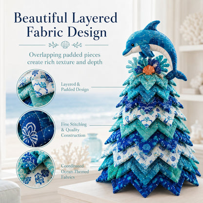 🌊 Ocean Dreams Layered Fabric Tree Craft Kit | Create a Freestanding Coastal Centerpiece with Coordinated Fabrics & Marine Topper 🐚✨
