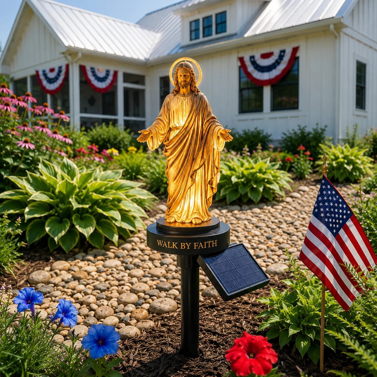 🔥 LAST DAY 49% OFF – ✝️ Walk by Faith Solar Jesus Garden Light | Automatic Warm Halo Glow, Weather-Resistant Ground Stake & No-Wiring Outdoor Faith Decor ✨