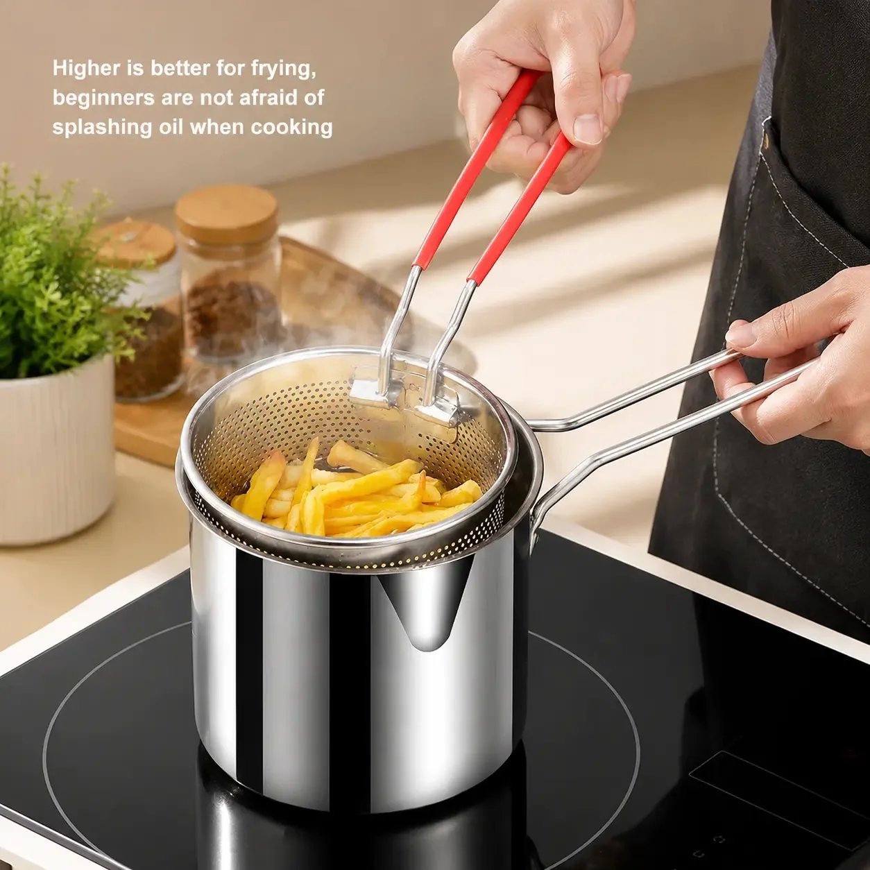 🎁Last Day Promotion 49% OFF🔥Compact Fry Pot with Filter Basket – Stainless Steel, Complete Accessory Kit