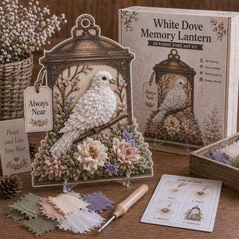 🐦3D Fabric Poke Art Memory Lantern Kit🔥No-Sew DIY Bird-Themed Memorial for Adult Beginner Handmade Hobby Gift