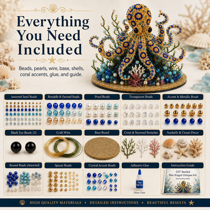 🔥LAST DAY 50% OFF -  🌊 Ocean Sparkle Animal Craft Kit | Create a Dimensional Underwater Centerpiece with Colorful Beads, Pearls & Coastal Details 🐚✨