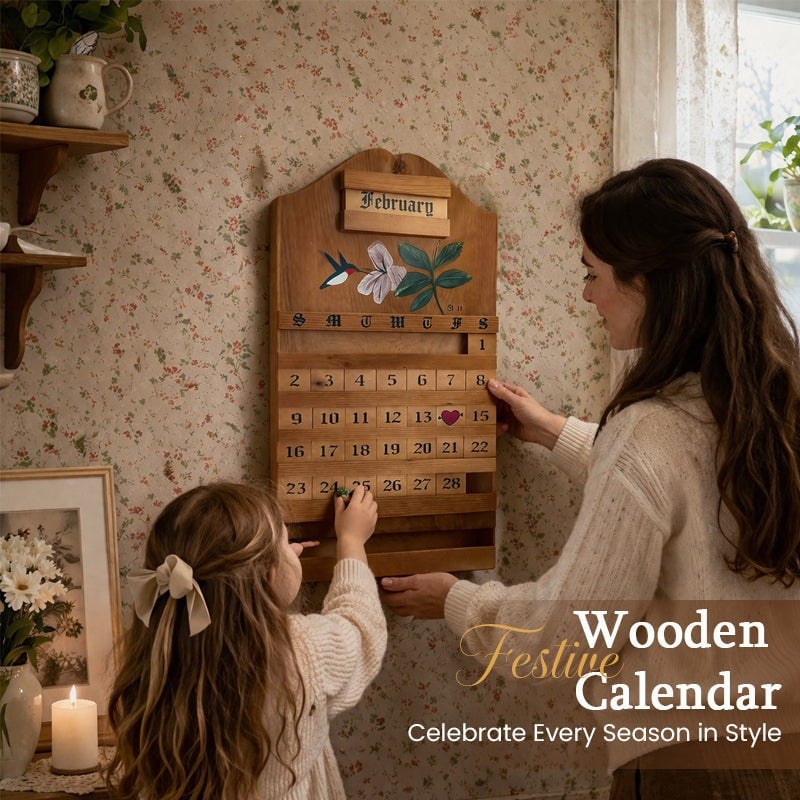 🎄 Festive Wooden Perpetual Calendar