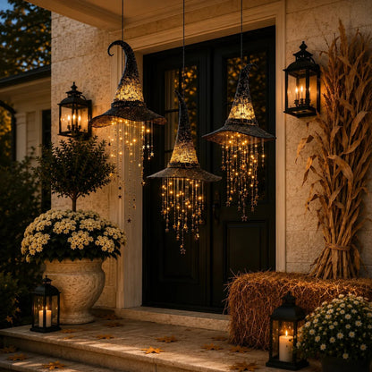 Lighted Witch Hat Hanging Chime