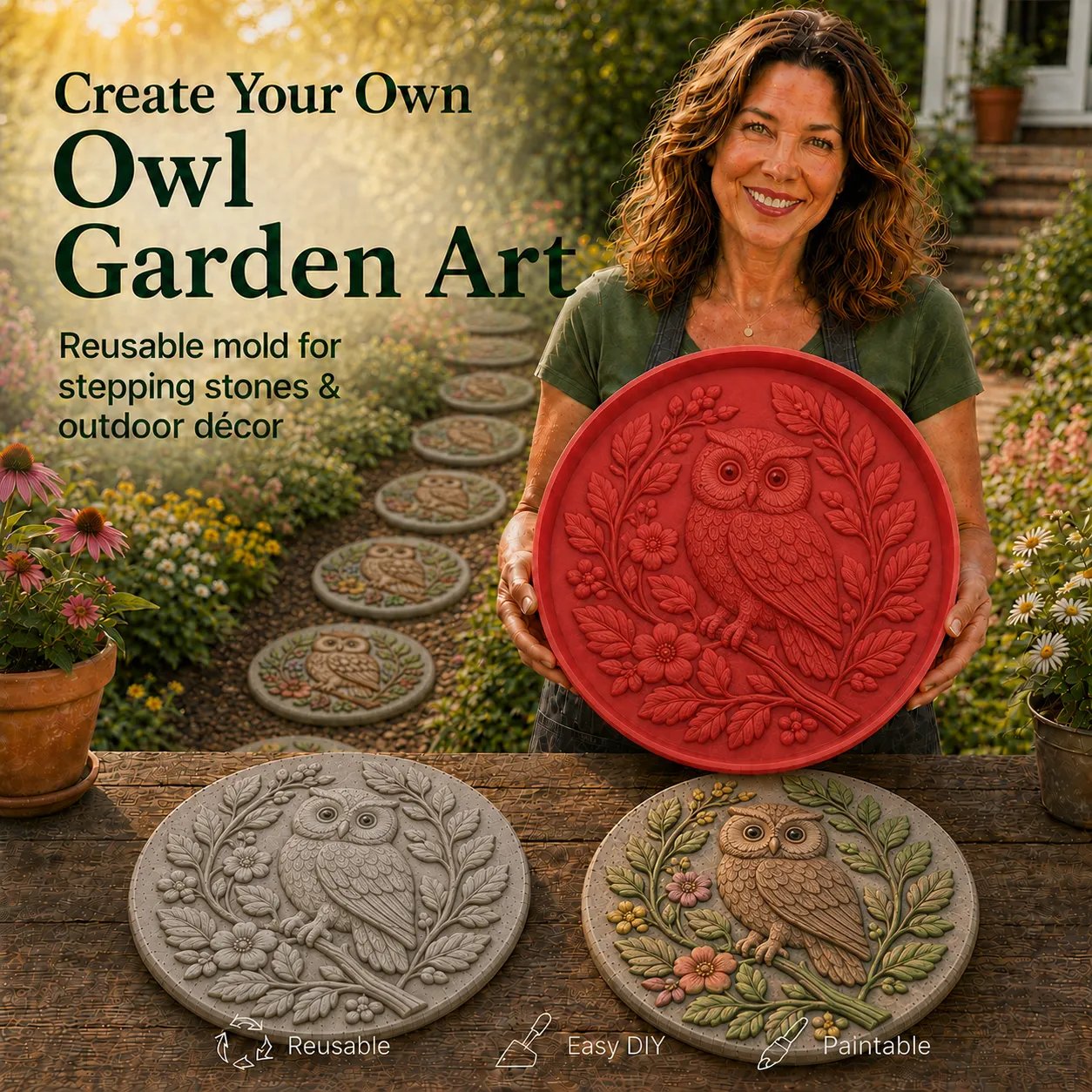 🐦🌸 Hummingbird Garden Art Stepping Stone Mold