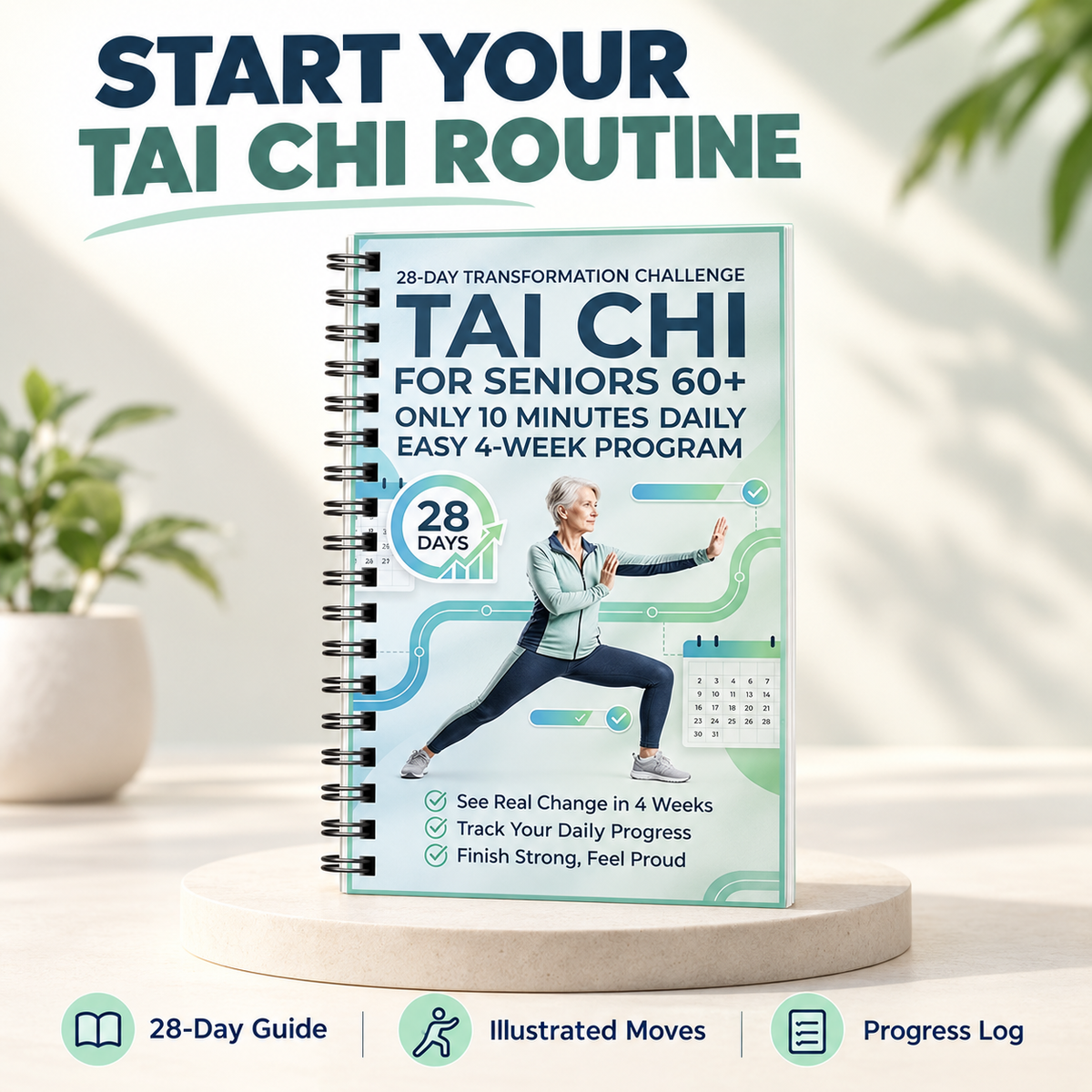 ☯️ 28-Day Tai Chi Practice Book for Beginners and Seniors