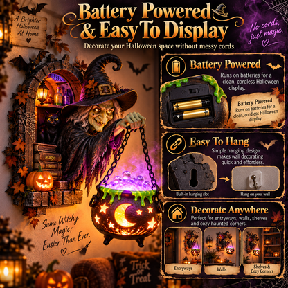🧙‍♀️ LAST DAY 50% OFF 🎃 Witch’s Magical Cauldron Light - Enchanted Halloween Hanging Decor