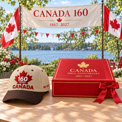 ⏳ Last Day 49% OFF – 🇨🇦 Official Canadian 160th Anniversary Embroidered Cap | 1867–2027 Maple Leaf Heritage Design – Gift Box Edition 🎁
