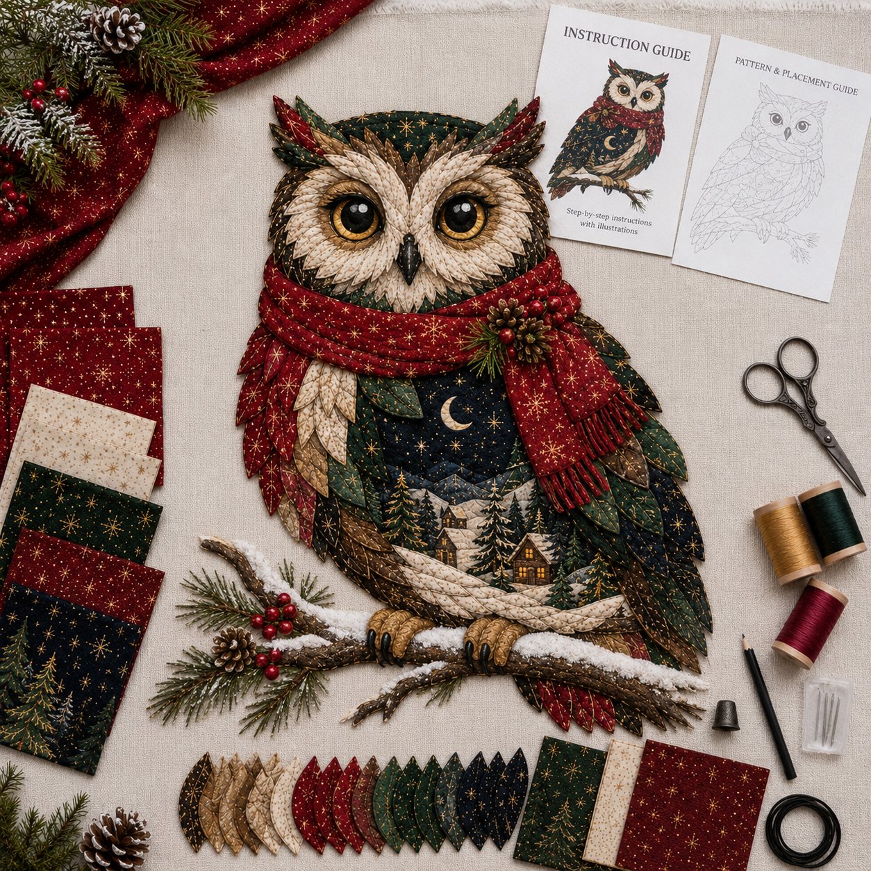 🔥Last Day 50% OFF - 🎄🎅Christmas Woodland Wildlife DIY Patchwork Kit – ✨Create a Festive Handmade Keepsake