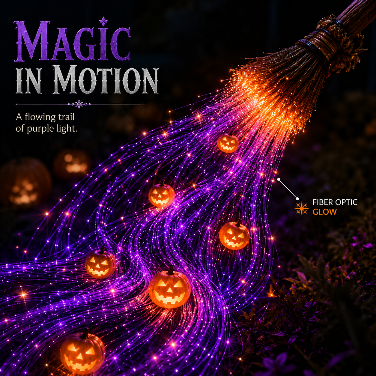 Glowing witch Halloween magic trail