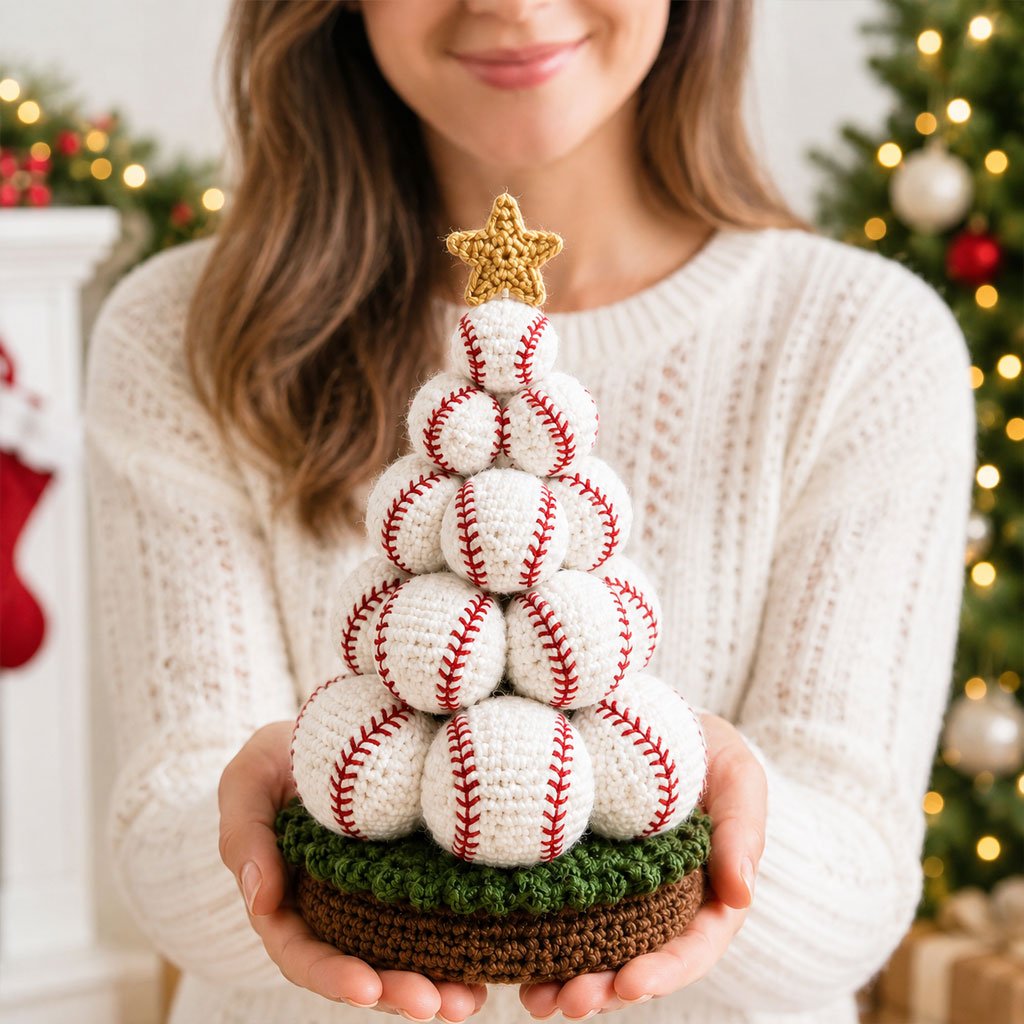 Handmade sports crochet Christmas tree