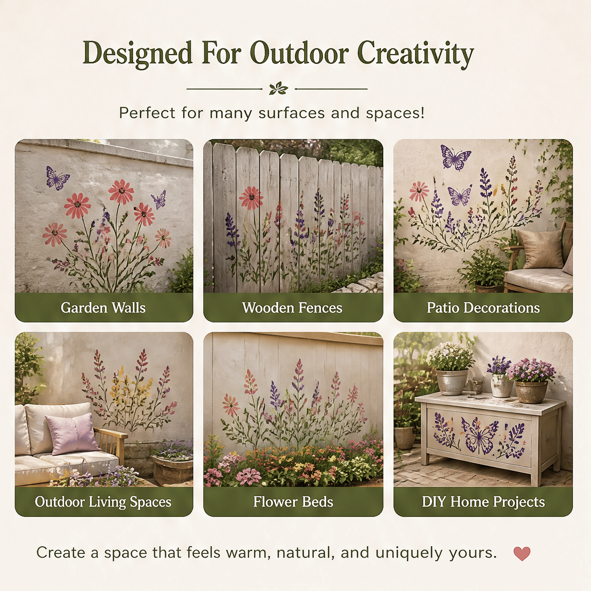 🔥LAST DAY 50% OFF - 🌿 Garden Wall Stencil™ – Reusable DIY Kit for Walls, Fences & Patios