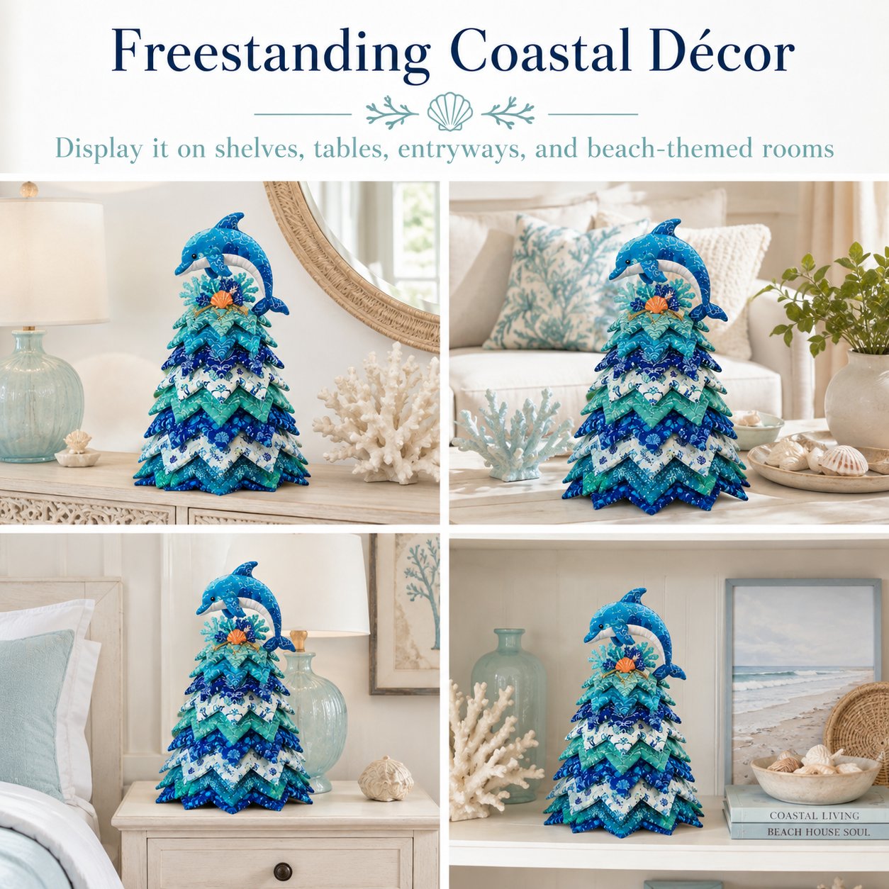 🌊 Ocean Dreams Layered Fabric Tree Craft Kit | Create a Freestanding Coastal Centerpiece with Coordinated Fabrics & Marine Topper 🐚✨