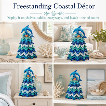 🌊 Ocean Dreams Layered Fabric Tree Craft Kit | Create a Freestanding Coastal Centerpiece with Coordinated Fabrics & Marine Topper 🐚✨