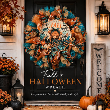Handmade Highland Cow Fall & Halloween Wreath