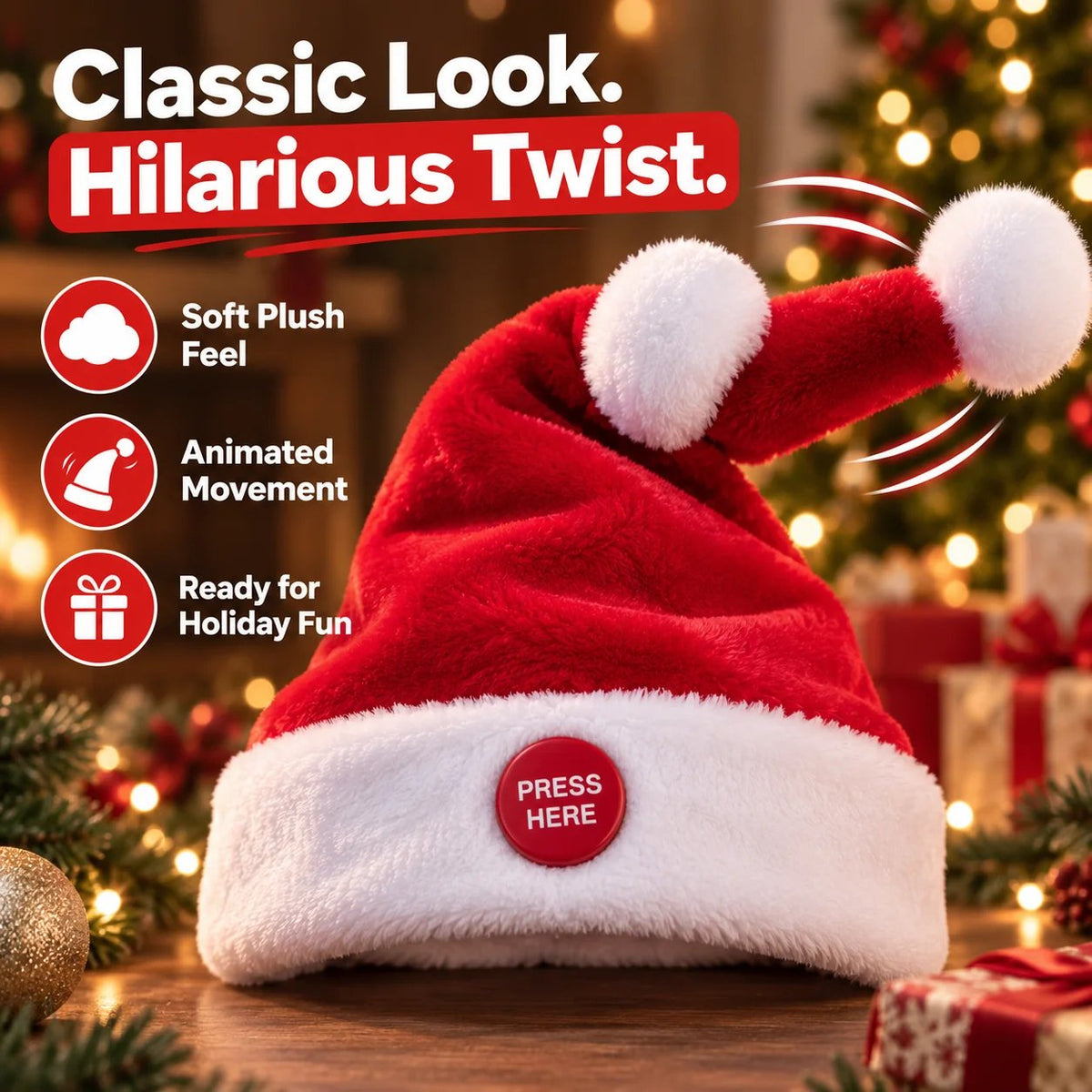 🎅 🤣 Singing & Dancing Santa Hat — Animated Christmas Party Hat